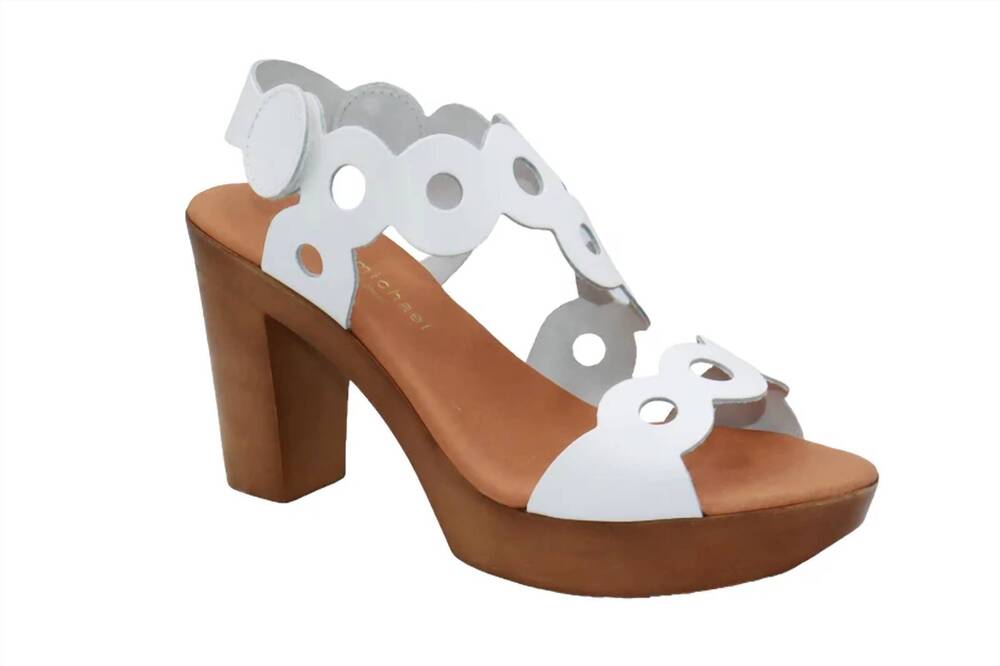 NEW ERIC MICHAEL women's sienna heeled sandal in white